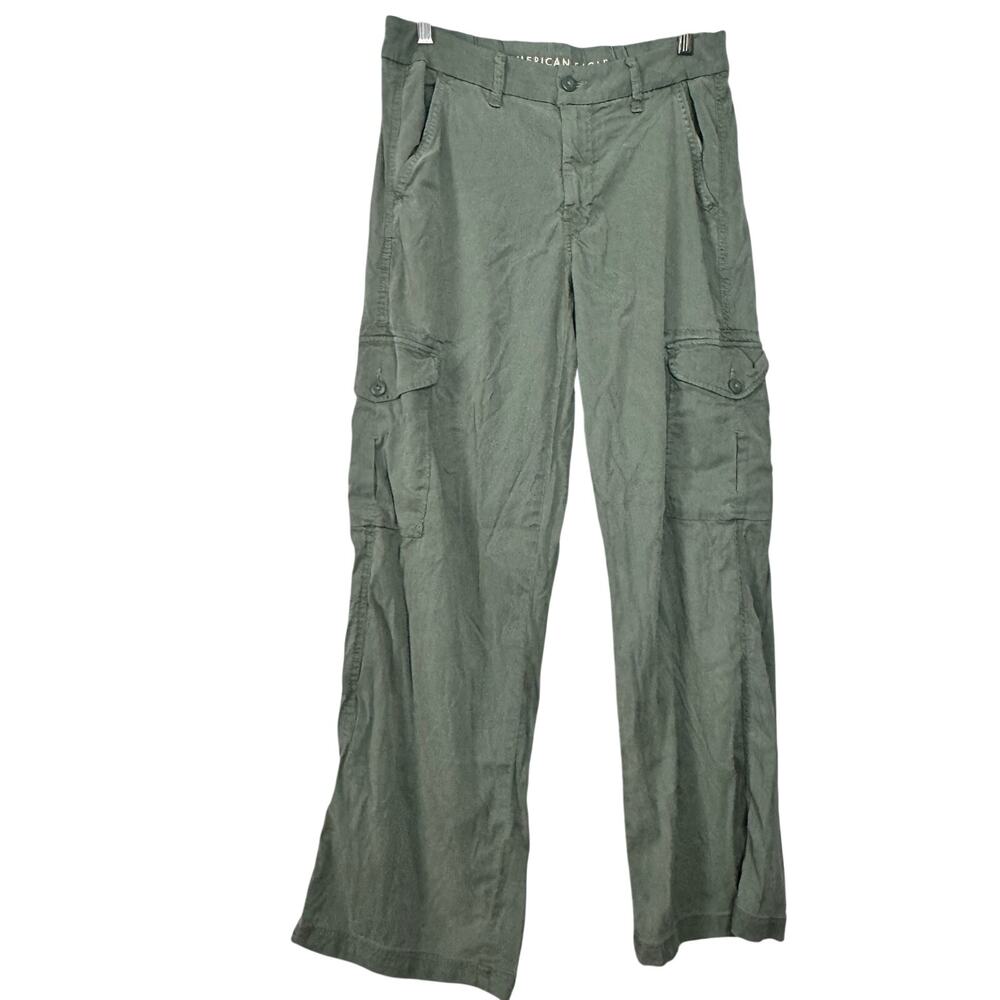 American Eagle Cargo Pants Green Utility Straight Leg Women 6 NWOT - Picture 2 of 8